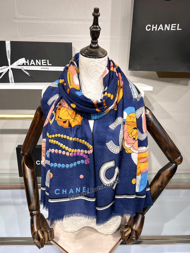 CHANEL專門店新款女士長巾 香奈兒山茶花羊絨大圍巾披肩 mmyj1278